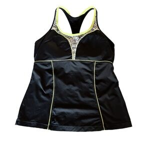 Athleta Black Torpedo Tankini T- Back Top Medium Tall